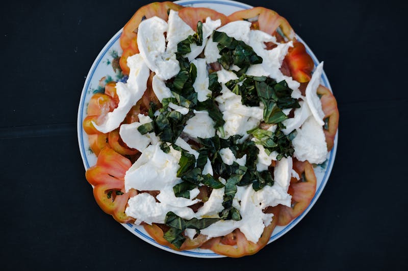 Burrata and heirloom tomato antipasto