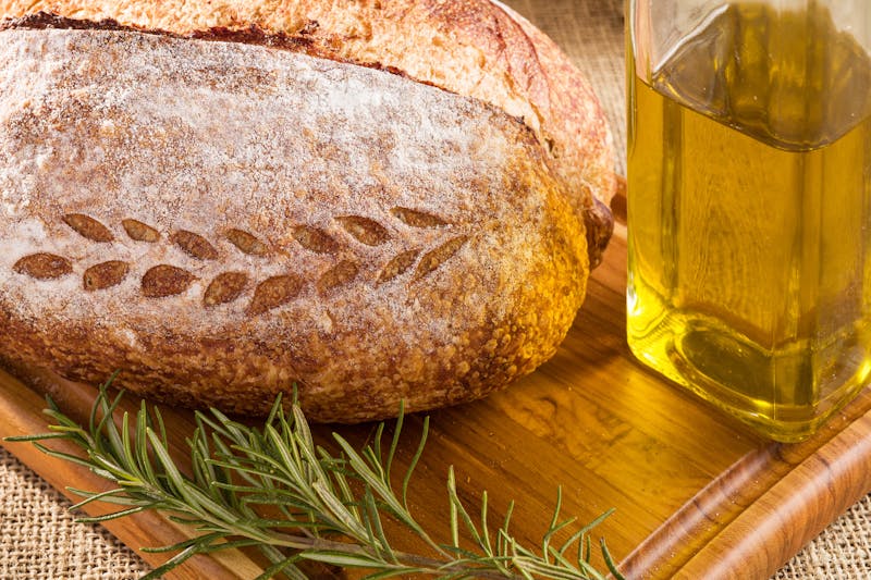 Garlic focaccia bread with rosemary and olive oil