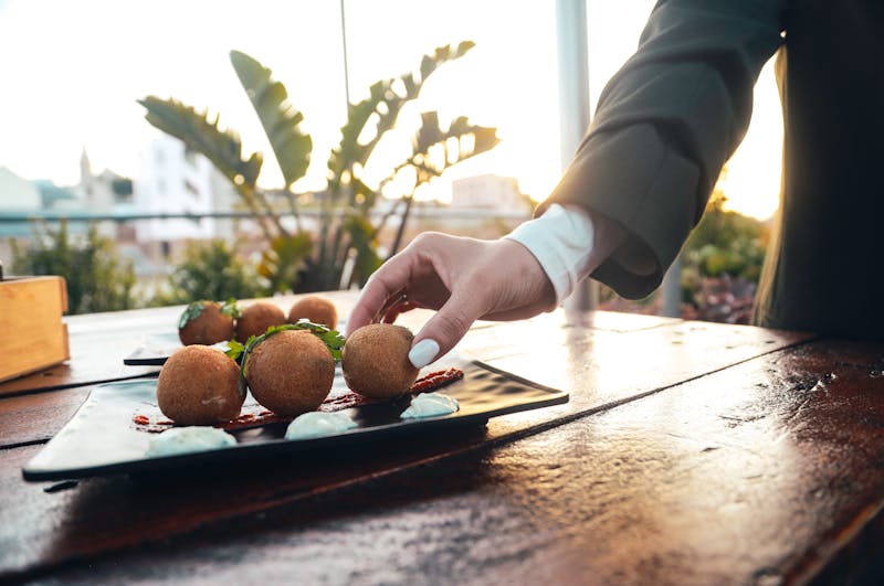 Arancini fried risotto balls with marinara