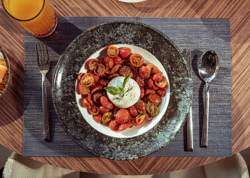 Italian Caprese salad with mozzarella and tomatoes